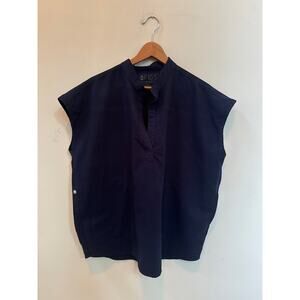 Figs Women’s Rafaela Oversized Scrub Top Technical Collection Navy Blue Large